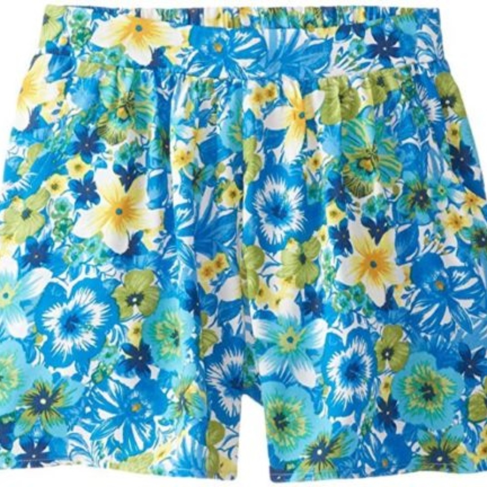 Speechless Girls Floral Blue Yellow Pull On Shorts‎ size M 10/12 New